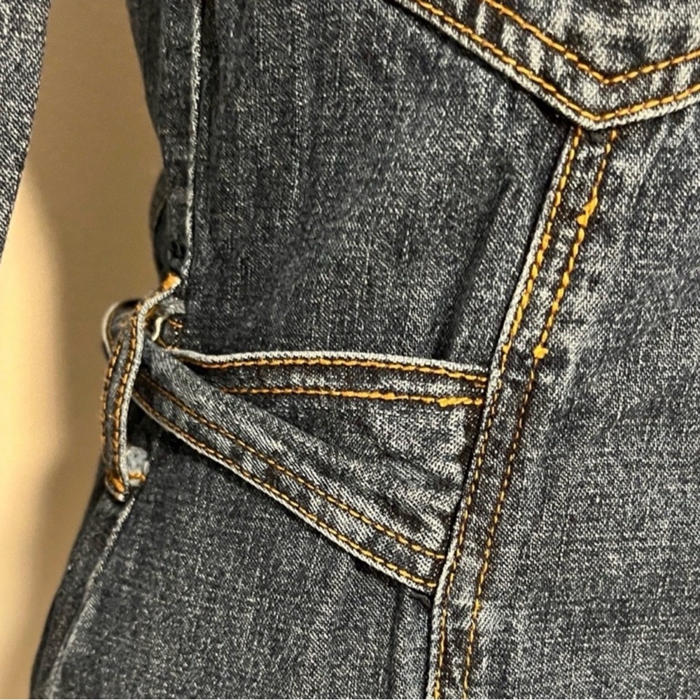 Vintage Rampage Dark blue wash  Denim maxi jacket. Brass logo buttons.medium - Picture 15 of 15